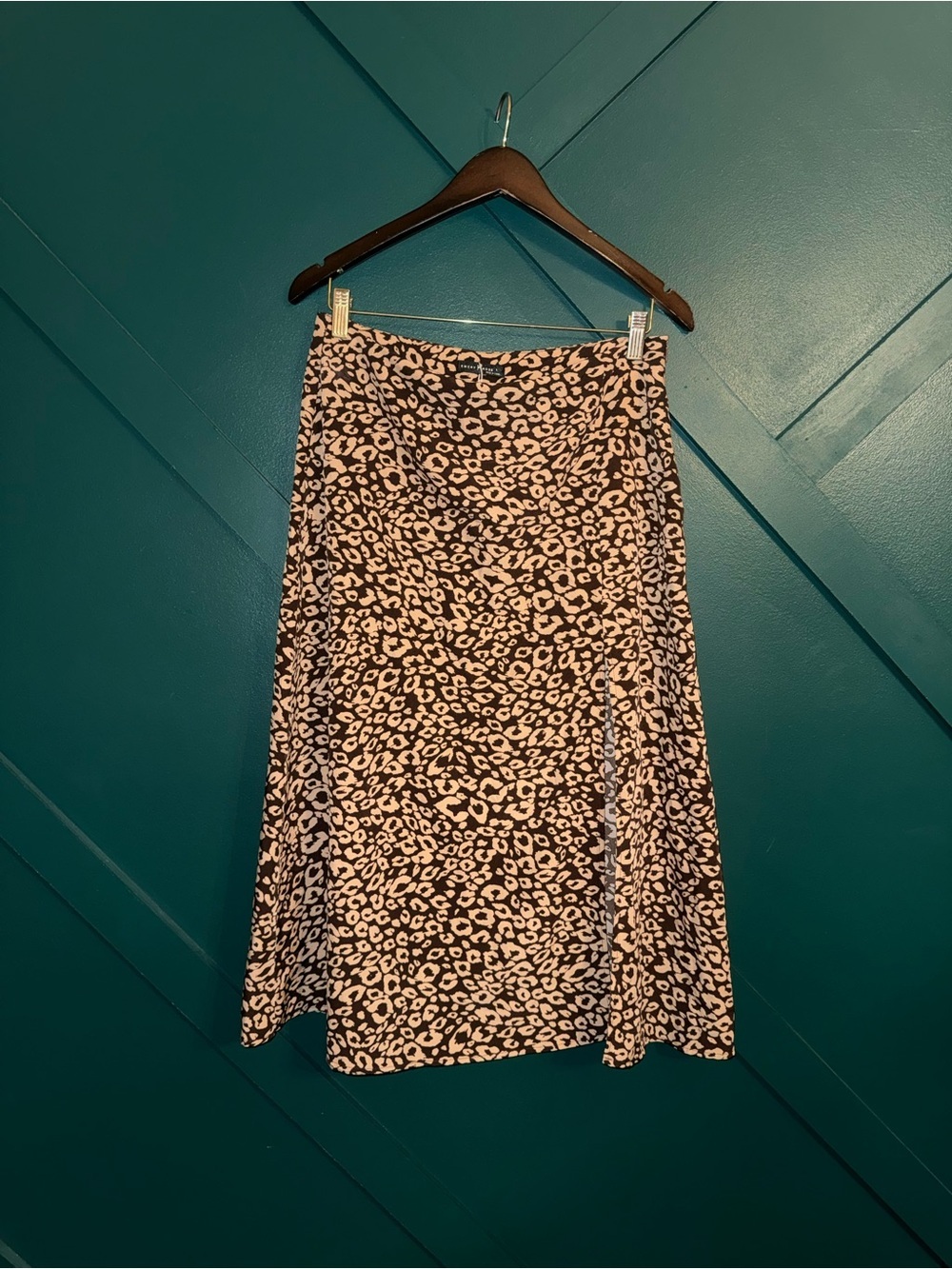 Leopard Print A-Line Midi Skirt - Pink/Black Y2K Animal Print Whimsygoth